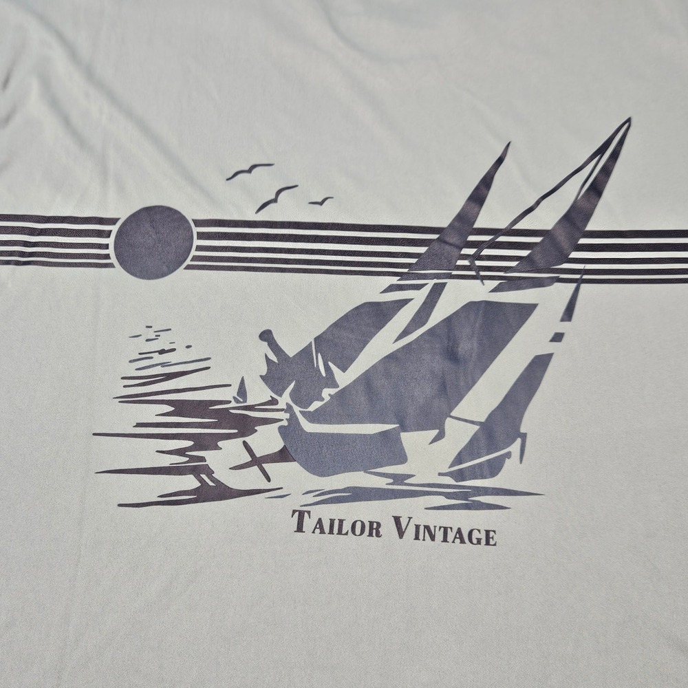 Tailor Vintage Performance Shirt Mens XL Green Sailboat UPF 50+ Long Sleeve Tee